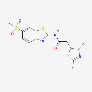 molecular formula C15H15N3O3S3 B2711563 2-(2,4-dimethylthiazol-5-yl)-N-(6-(methylsulfonyl)benzo[d]thiazol-2-yl)acetamide CAS No. 1235671-51-8