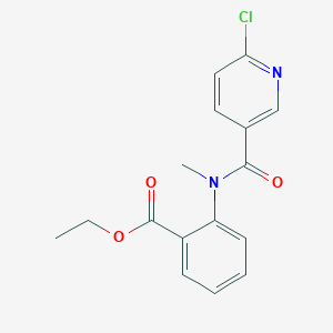 molecular formula C16H15ClN2O3 B2711564 ethyl 2-(N-methyl6-chloropyridine-3-amido)benzoate CAS No. 1356753-89-3
