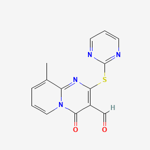 9-methyl-4-oxo-2-(pyrimidin-2-ylthio)-4H-pyrido[1,2-a]pyrimidine-3-carbaldehyde