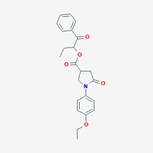 molecular formula C23H25NO5 B271158 1-Oxo-1-phenylbutan-2-yl 1-(4-ethoxyphenyl)-5-oxopyrrolidine-3-carboxylate 