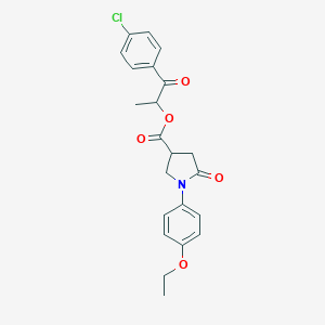 molecular formula C22H22ClNO5 B271159 1-(4-Chlorophenyl)-1-oxopropan-2-yl 1-(4-ethoxyphenyl)-5-oxopyrrolidine-3-carboxylate 
