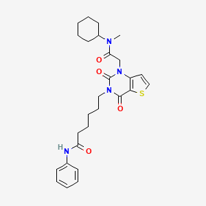 molecular formula C27H34N4O4S B2711600 6-[1-{2-[cyclohexyl(methyl)amino]-2-oxoethyl}-2,4-dioxo-1,4-dihydrothieno[3,2-d]pyrimidin-3(2H)-yl]-N-phenylhexanamide CAS No. 866013-52-7