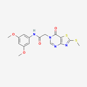 molecular formula C16H16N4O4S2 B2711602 N-(3,5-dimethoxyphenyl)-2-(2-(methylthio)-7-oxothiazolo[4,5-d]pyrimidin-6(7H)-yl)acetamide CAS No. 1114902-26-9