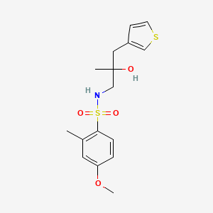 molecular formula C16H21NO4S2 B2711613 2-羟基-S-(4-甲氧基-2-甲基苯基)-2-甲基-3-(噻吩-3-基)丙烷-1-磺酰胺 CAS No. 2097921-44-1