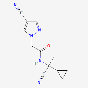 molecular formula C12H13N5O B2711619 N-(1-Cyano-1-cyclopropylethyl)-2-(4-cyanopyrazol-1-yl)acetamide CAS No. 2189402-49-9