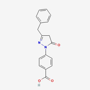 molecular formula C17H14N2O3 B2711624 4-(3-benzyl-5-oxo-4,5-dihydro-1H-pyrazol-1-yl)benzoic acid CAS No. 66645-74-7