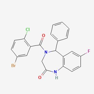 molecular formula C22H15BrClFN2O2 B2711635 4-(5-bromo-2-chlorobenzoyl)-7-fluoro-5-phenyl-4,5-dihydro-1H-benzo[e][1,4]diazepin-2(3H)-one CAS No. 533888-39-0