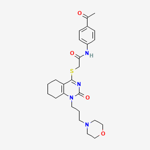 molecular formula C25H32N4O4S B2711655 N-(4-乙酰基苯基)-2-((1-(3-吗啉基丙基)-2-氧代-1,2,5,6,7,8-六氢喹唑啉-4-基)硫)乙酰胺 CAS No. 899749-45-2