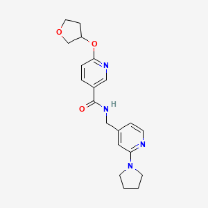 molecular formula C20H24N4O3 B2711661 N-((2-(pyrrolidin-1-yl)pyridin-4-yl)methyl)-6-((tetrahydrofuran-3-yl)oxy)nicotinamide CAS No. 2034389-71-2