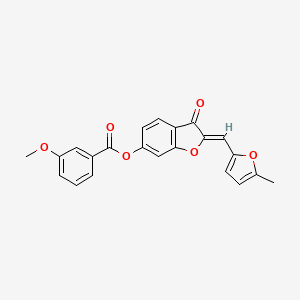 molecular formula C22H16O6 B2711679 (Z)-2-((5-methylfuran-2-yl)methylene)-3-oxo-2,3-dihydrobenzofuran-6-yl 3-methoxybenzoate CAS No. 622789-39-3
