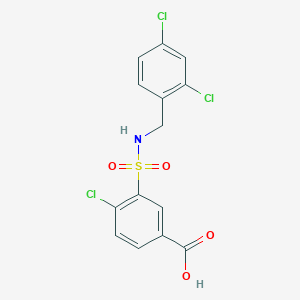 molecular formula C14H10Cl3NO4S B2711691 4-氯-3-{[(2,4-二氯苯基)甲基]磺酰}苯甲酸 CAS No. 782462-38-8