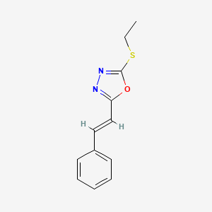 molecular formula C12H12N2OS B2711702 2-(ethylsulfanyl)-5-[(E)-2-phenylethenyl]-1,3,4-oxadiazole CAS No. 478047-51-7