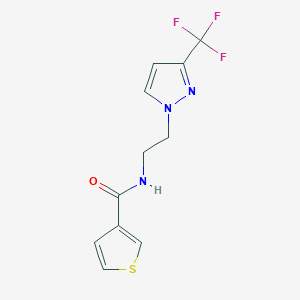 molecular formula C11H10F3N3OS B2711705 N-(2-(3-(trifluoromethyl)-1H-pyrazol-1-yl)ethyl)thiophene-3-carboxamide CAS No. 1448030-14-5
