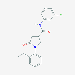 molecular formula C19H19ClN2O2 B271171 N-(3-chlorophenyl)-1-(2-ethylphenyl)-5-oxo-3-pyrrolidinecarboxamide 