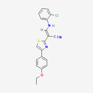 molecular formula C20H16ClN3OS B2711715 (2E)-3-[(2-chlorophenyl)amino]-2-[4-(4-ethoxyphenyl)-1,3-thiazol-2-yl]prop-2-enenitrile CAS No. 374548-20-6