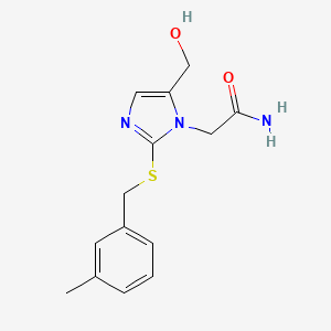 molecular formula C14H17N3O2S B2711716 2-(5-(hydroxymethyl)-2-((3-methylbenzyl)thio)-1H-imidazol-1-yl)acetamide CAS No. 921885-94-1