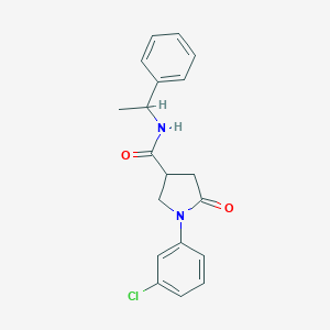 molecular formula C19H19ClN2O2 B271172 1-(3-chlorophenyl)-5-oxo-N-(1-phenylethyl)-3-pyrrolidinecarboxamide 