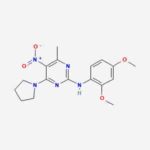 molecular formula C17H21N5O4 B2711729 N-(2,4-dimethoxyphenyl)-4-methyl-5-nitro-6-(pyrrolidin-1-yl)pyrimidin-2-amine CAS No. 1208782-41-5