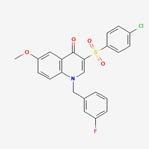 3-(4-Chlorophenyl)sulfonyl-1-[(3-fluorophenyl)methyl]-6-methoxyquinolin-4-one