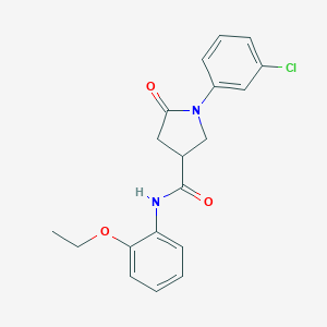 molecular formula C19H19ClN2O3 B271174 1-(3-chlorophenyl)-N-(2-ethoxyphenyl)-5-oxopyrrolidine-3-carboxamide 