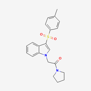 molecular formula C21H22N2O3S B2711741 1-(吡咯啉-1-基)-2-(3-对甲苯磺酰-1H-吲哚-1-基)乙酮 CAS No. 946306-23-6