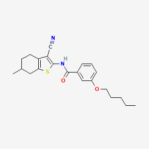molecular formula C22H26N2O2S B2711743 N-(3-cyano-6-methyl-4,5,6,7-tetrahydrobenzo[b]thiophen-2-yl)-3-(pentyloxy)benzamide CAS No. 477553-49-4