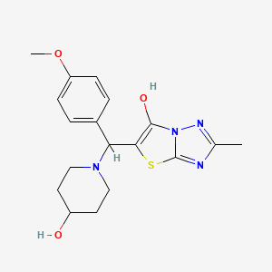 molecular formula C18H22N4O3S B2711747 5-((4-羟基哌啶-1-基)(4-甲氧基苯基)甲基)-2-甲基噻唑并[3,2-b][1,2,4]嘧啶-6-醇 CAS No. 851810-21-4