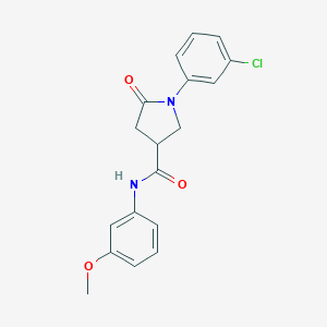 molecular formula C18H17ClN2O3 B271175 1-(3-chlorophenyl)-N-(3-methoxyphenyl)-5-oxopyrrolidine-3-carboxamide 