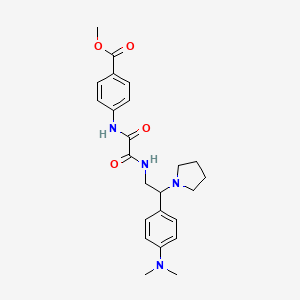 molecular formula C24H30N4O4 B2711750 甲酸 4-(2-((2-(4-(二甲胺)苯基)-2-(吡咯烷-1-基)乙基)氨基)-2-氧代乙酰胺基)苯甲酯 CAS No. 900005-92-7