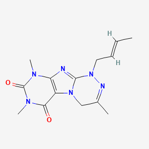 molecular formula C14H18N6O2 B2711756 (E)-1-(丁-2-烯-1-基)-3,7,9-三甲基-7,9-二氢-[1,2,4]三嗪并[3,4-f]嘧啶-6,8(1H,4H)-二酮 CAS No. 919019-95-7