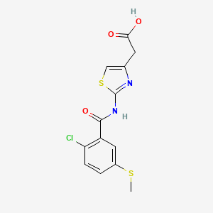 molecular formula C13H11ClN2O3S2 B2711757 2-{2-[2-Chloro-5-(methylsulfanyl)benzamido]-1,3-thiazol-4-yl}acetic acid CAS No. 1049997-22-9