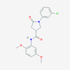 molecular formula C19H19ClN2O4 B271176 1-(3-chlorophenyl)-N-(2,5-dimethoxyphenyl)-5-oxopyrrolidine-3-carboxamide 