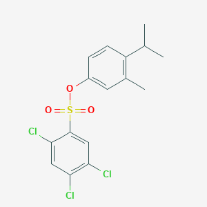 molecular formula C16H15Cl3O3S B2711760 3-Methyl-4-(propan-2-yl)phenyl 2,4,5-trichlorobenzene-1-sulfonate CAS No. 459180-18-8