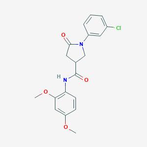 molecular formula C19H19ClN2O4 B271177 1-(3-chlorophenyl)-N-(2,4-dimethoxyphenyl)-5-oxopyrrolidine-3-carboxamide 