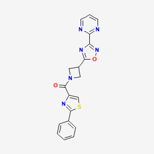 molecular formula C19H14N6O2S B2711778 (2-Phenylthiazol-4-yl)(3-(3-(pyrimidin-2-yl)-1,2,4-oxadiazol-5-yl)azetidin-1-yl)methanone CAS No. 1327316-02-8