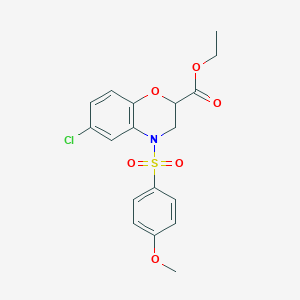 ethyl 6-chloro-4-[(4-methoxyphenyl)sulfonyl]-3,4-dihydro-2H-1,4-benzoxazine-2-carboxylate