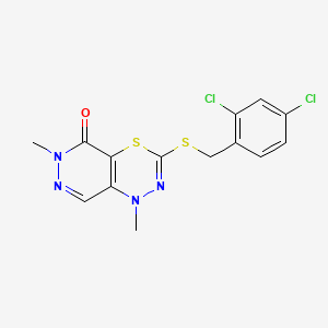 molecular formula C14H12Cl2N4OS2 B2711798 3-[(2,4-Dichlorophenyl)methylsulfanyl]-1,6-dimethylpyridazino[4,5-e][1,3,4]thiadiazin-5-one CAS No. 245728-44-3