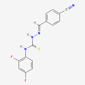 molecular formula C15H10F2N4S B2711799 1-[(E)-[(4-cyanophenyl)methylidene]amino]-3-(2,4-difluorophenyl)thiourea CAS No. 298215-34-6