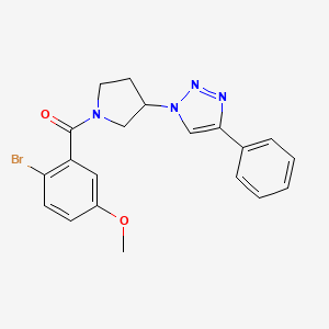 molecular formula C20H19BrN4O2 B2711800 (2-bromo-5-methoxyphenyl)(3-(4-phenyl-1H-1,2,3-triazol-1-yl)pyrrolidin-1-yl)methanone CAS No. 2034558-09-1