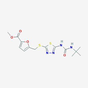 molecular formula C14H18N4O4S2 B2711803 甲基 5-[[5-(叔丁基氨基甲酰氨基)-1,3,4-噻二唑-2-基]硫代甲基]呋喃-2-甲酸酯 CAS No. 898462-32-3