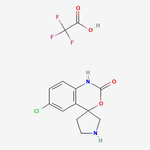 molecular formula C13H12ClF3N2O4 B2711809 6-氯螺[1H-3,1-苯并噁嗪-4,3'-吡咯烷]-2-酮；2,2,2-三氟乙酸 CAS No. 2361645-76-1