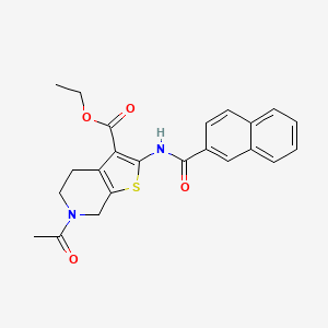 molecular formula C23H22N2O4S B2711818 ethyl 6-acetyl-2-(naphthalene-2-carbonylamino)-5,7-dihydro-4H-thieno[2,3-c]pyridine-3-carboxylate CAS No. 921110-00-1