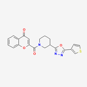 molecular formula C21H17N3O4S B2711823 2-(3-(5-(thiophen-3-yl)-1,3,4-oxadiazol-2-yl)piperidine-1-carbonyl)-4H-chromen-4-one CAS No. 1797223-95-0