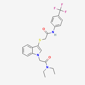 molecular formula C23H24F3N3O2S B2711824 2-({1-[2-(diethylamino)-2-oxoethyl]-1H-indol-3-yl}thio)-N-[4-(trifluoromethyl)phenyl]acetamide CAS No. 877658-15-6