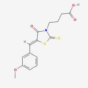 molecular formula C15H15NO4S2 B2711830 4-[(5Z)-5-[(3-methoxyphenyl)methylidene]-4-oxo-2-sulfanylidene-1,3-thiazolidin-3-yl]butanoic acid CAS No. 381691-83-4