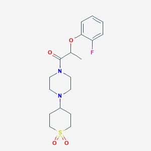 molecular formula C18H25FN2O4S B2711832 1-(4-(1,1-二氧代四氢-2H-噻吡喃-4-基)哌嗪-1-基)-2-(2-氟苯氧基)丙酮 CAS No. 2034287-47-1