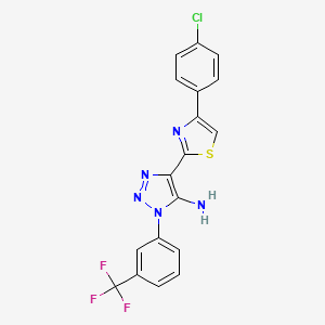 molecular formula C18H11ClF3N5S B2711838 4-[4-(4-chlorophenyl)-1,3-thiazol-2-yl]-1-[3-(trifluoromethyl)phenyl]-1H-1,2,3-triazol-5-amine CAS No. 1207045-11-1