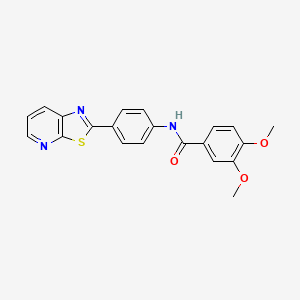 molecular formula C21H17N3O3S B2711839 3,4-二甲氧基-N-(4-(噻唑并[5,4-b]吡嘧啶-2-基)苯基)苯甲酰胺 CAS No. 863588-74-3