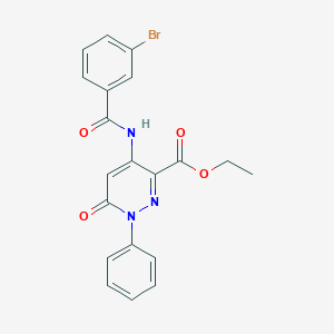 molecular formula C20H16BrN3O4 B2711841 Ethyl 4-(3-bromobenzamido)-6-oxo-1-phenyl-1,6-dihydropyridazine-3-carboxylate CAS No. 941974-28-3