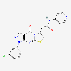 molecular formula C20H15ClN6O2S B2711844 2-[6-(3-Chlorophenyl)-2-oxo-10-thia-1,5,6,8-tetrazatricyclo[7.3.0.03,7]dodeca-3(7),4,8-trien-12-yl]-N-pyridin-4-ylacetamide CAS No. 952836-94-1